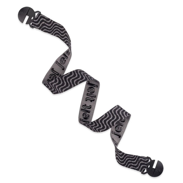 Black and Grey Jelt Zebra Wave Stretch Belt Spiraled.