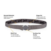 Jelt Steel Grey elastic stretch belt. Made from recycled materials.