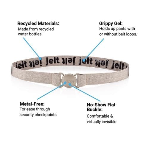 Jelt X Adjustable Elastic Belt For Men & Women - Magnetic Buckle, Non-Slip Grip, Made From Recycled Bottles, Navy Blue